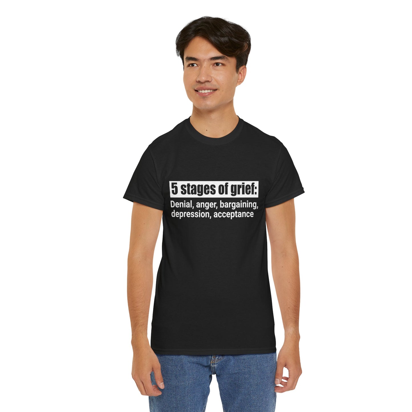 5 Stages Of Grief Heavy Cotton Tee